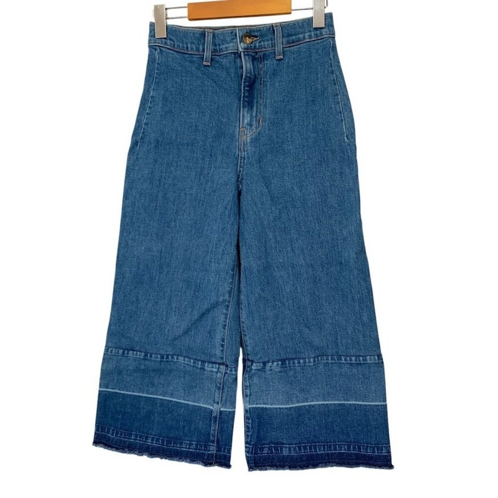 Veronica Beard Blue Two-Tone Wide Leg Jeans